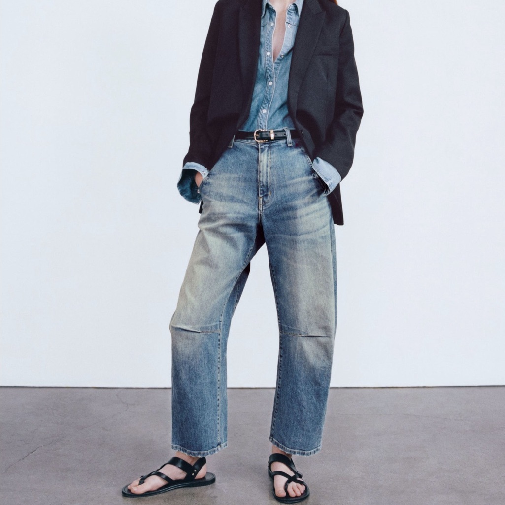 Nili Lotan Emerson Jean 29 Faded Wash Barrel Cropped